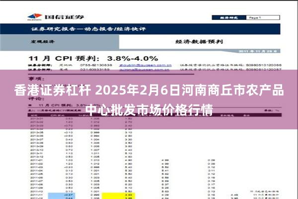 香港证券杠杆 2025年2月6日河南商丘市农产品中心批发市场价格行情